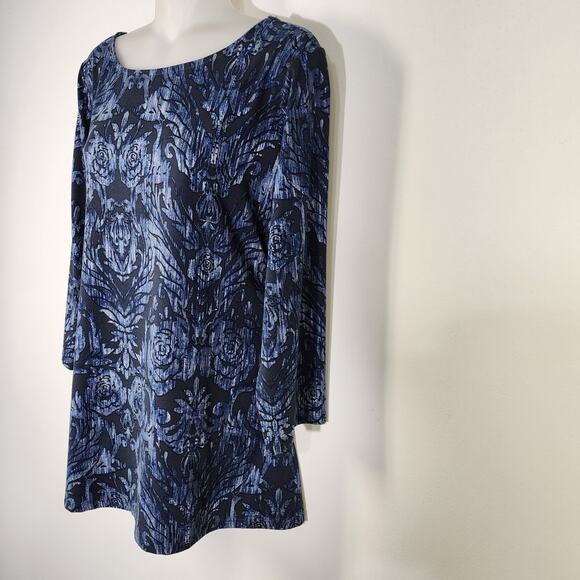 Belle by Kim Gravel Womens Tie Front Print Knit Top Size Large Blue Knit A372048 - Picture 5 of 11